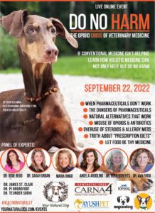 Do No Harm Opioid Crisis Veterinary Medicine Holistic Educational Pet Wellness Online Event Flyer